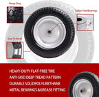 14.5" Wheelbarrow Tire, 3.50-8" Flat-free Solid Tire and Wheel with 3" -7" Centered Hub and 5/8" & 3/4"Bearings for Wheelbarrow Trolley Dolly Lawn Mover Go Kart Replacement (2-Pack)