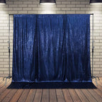 SquarePie Sequin Backdrop Not See Through Thick Stain Background for Photography Glitter Curtain Party 7FT x 7FT Navy Blue