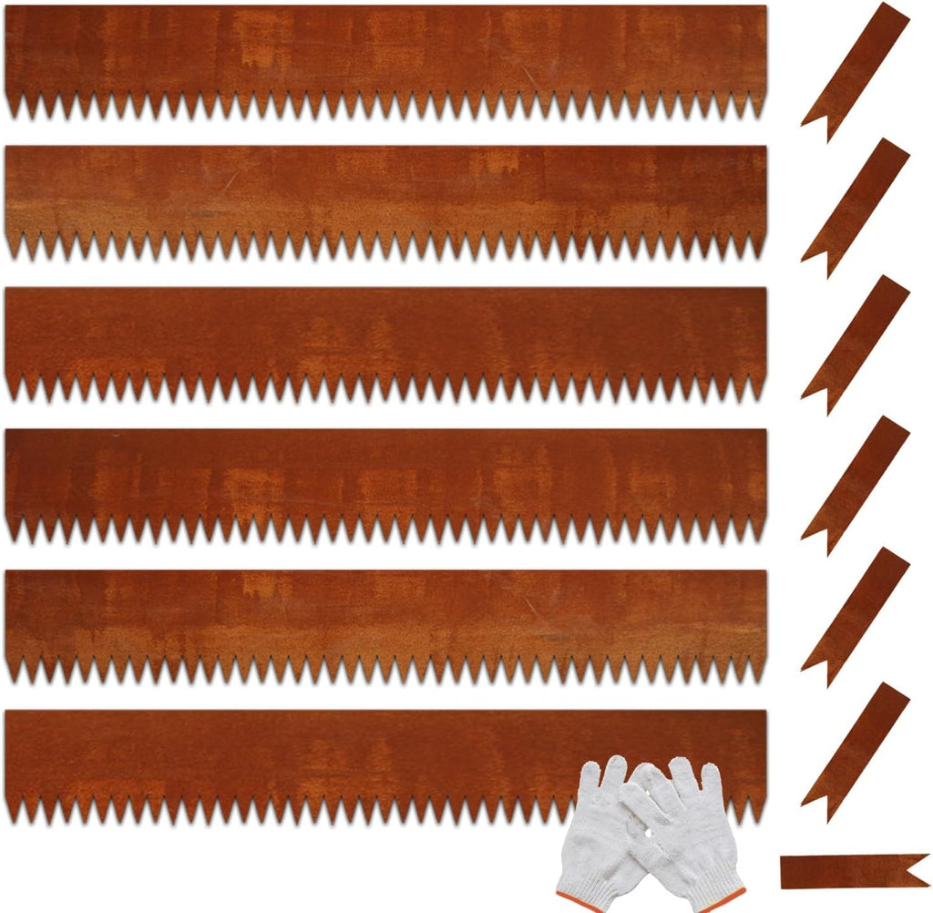 Corten Steel Landscape Edging, 40" L x 6" H, 15 GA Thickness, 6 Pack + 7 Stakes, Enhance Garden, Yard, Park, Lawn, Plants & Vegetables w/Long-Lasting Rust-Finish Cor-Ten Edging