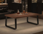 HSH Rustic Walnut Coffee Table, 39” Mid Century Modern Center Table, Rectangle Industrial Living Room Coffee Table, Simple Farmhouse Wood and Metal Tea Coffee Tables for Home Bedroom, Walnut, 39 in