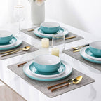GBHOME 12 Pieces Ceramic Dinnerware Set, Modern White Dish Set for 4，Scratch Resistant Smooth Plates and Bowls Sets，Oven Safe，Microwave & Dishwasher