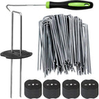 101Pcs 6 Inch 11 Gauge Garden Stakes Staples Kit, 50Pcs U-Shaped Landscape Staples and 50Pcs Fixing Gasket with 1Pc Pick Hook for Weed Barrier Fabric, Groud Cover, Holding Fence