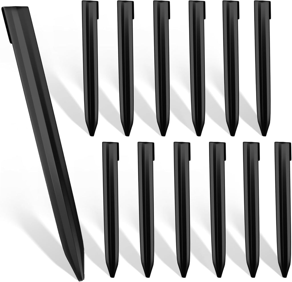 Worth Landscape Edging Stakes, 13Pcs 12Inch Corrugated Metal Garden Stakes Galvanized Steel Bender Board Anchoring Spikes, Black