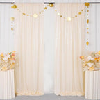 ShinyBeauty Ivory Backdrop 2FTx8FT Sequin Curtains 8 Pieces Photo Backdrops Glitter Photograph Background Beige Curtain Panles for Birthday/Baby Shower/Prom Decorations