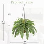 Fake Hanging Plants Large Boston Fern Artificial Plants Outdoor Realistic Fake Ferns with Palm Basket Silk Plants Ferns Hanging Plant Artificial Decor for Home Front Porch Window Garden - Dusty Green