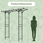 S AFSTAR Garden Arch Trellis Pergola, 6.8 FT Outdoor Metal Arbor w/Extended Top, 4 Ground Stakes, Plant Support Trellis for Climbing Plant Vine Rose, Garden Arbour Archway for Wedding Ceremony Party