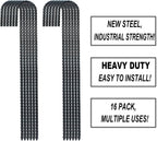 16 Inch Ground Rebar Stakes, J Hook Extra Heavy Duty Rust Proof Coated Steel Ground Anchors with Chisel Point End for Camping Tent and Canopy Tent (16)