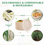 Vplus 100% Compostable Oval Paper Plates 12 inch 120 Pack Super Strong Disposable Dinner Plates Natural Biodegradable Eco-Friendly Sugarcane Plates for BBQ, Party, Gathering, and Picnic