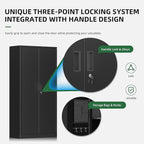 Greenvelly Metal Garage Storage Cabinet with Pegboard, 72" Locking Storage Cabinet with Doors and 4 Adjustable Shelves for Home Office,Garage,Kitchen,School,File (Black)