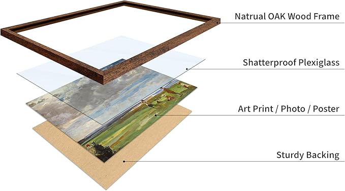 Poster Master Vintage Lady Astor Playing Golf at North Berwick Painting Poster - Retro Golf Course Print - Golf Art - Sports Art - Landscape Art - Office or Living Room Decor, 11x14 Brown Framed