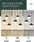 LMS Mid Century 3-Light Cluster Pendant Lights, Matte Black Kitchen Island Light Fixtures with White Globe Glass Shade, Adjustable Hanging Light for Home Office Bathroom Dining Room, LMS-186BK3
