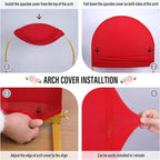 LEBENGURU Upgraded 6FT Wedding Arch Cover, Red Spandex Fitted Arch Backdrop Cover, Round Top Chiara Stand Covers for Birthday Party Baby Shower Banquet Balloon Décor