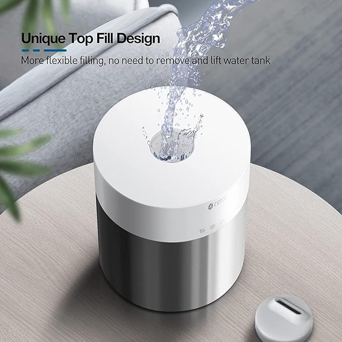 Stainless Steel Humidifier, 4.5L Easy to Clean Humidifier with 304 Stainless Steel Tank, Cool Mist Humidifiers for Bedroom with Smart Humidistat & Timer, 25dB Sleep Mode for Baby, Plants