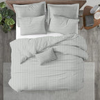 Kotton Culture 1 Pc Custom Size Duvet Cover Only -100% Egyptian Cotton Sateen 600 Thread Count Ultra Soft Premium Durable Comforter Cover Zipper Closure & Corner Ties (Striped Silver, Custom)