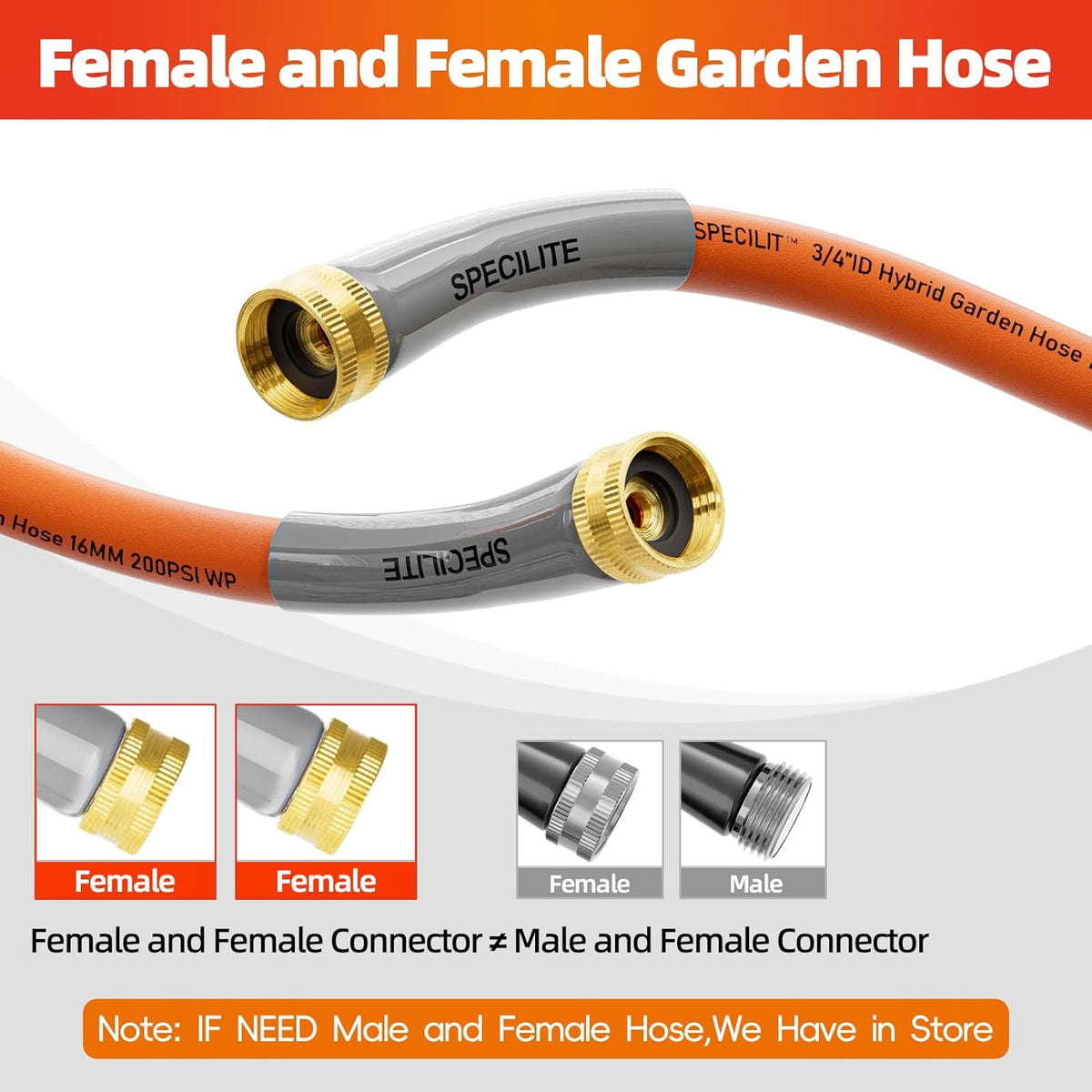 SPECILITE Garden Water Hose 3 ft x 3/4 in with Female to Female Connector, Small Leader Hose for Hose Reel, Heavy Duty, Flexible & Lightweight, Water Pipe, Outdoor Water Hose Extension Adapter