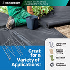 Sandbaggy 6" Wide Landscape Staples - Extra Heavy Duty: 7 Gauge Galvanized Steel - Hold Down Pipes, Landscape Fabric, Ground Cover, Erosion Control Netting, Sod, & Turf (300, 6" W x 8" L)