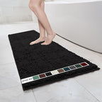 Muddy Mat Chenille Bathroom Rugs Quick Dry Microfiber Mats Non Slip Washable, Extra Thick, Soft and Highly Absorbent Bath Mats for Bathroom, Kitchen, and Shower Floor - Black Runner 59"X24"