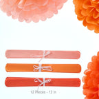 WEVEN Tissue Pom Poms Tissue Paper Flowers Tissue Fluff Balls Party Decorations 12-Inch Pack of 12 (Orange, Peach)