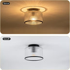 MAYNA Modern Black Semi Flush Mount Ceiling Light Fixture, 1-Light Hallway Light Fixtures Ceiling Mount, Dimmable Kitchen Lighting Fixtures Ceiling Lights for Bedroom Bathroom Dining Room Entryway