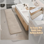 Yimobra Bathroom Runner Rugs 72"x24" Non Slip Washable Memory Foam Bath Mat, Super Soft Water Absorbent Hallway Carpet for Vanity Tub Shower, Beige