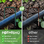 FOTMISHU Landscape Staples 6 Inch 20pcs Garden Stakes + 20pcs Gasket, Lawn Pins with Spray Coating Craft, 11Gauge Anti-Rust Ground Yard Spikes Anchoring for Outdoor Tents Irrigation Hoses (Green)