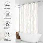 Punkray Beige Khaki Shower Curtain for Bathroom with Hooks, Extra Long Shower Curtain Set Stripe Bath Curtains Decorative White Shower Curtains Weighted Hem Water Repellent Washable, 72 x 72