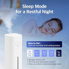 Pureal 10L Tower Humidifier, 83H Runtime, Warm & Cool Mist, Large Room, Top-Fill Tank On Wheels, Auto Mode, 12H Timer, Remote Control, Mood Light, White