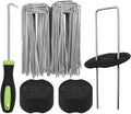 BDS-HOME 100sets Heavy Duty Garden Landscape Staples and Fixing Gasket with 1pc Pick Hook, 11 Gauge U Shaped Lawn Staples for Irrigation Hoses, Yard Weed Barrier, Fences and Tents, Decorations Fixed
