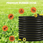 Garden Hose 50FT - PHLEX PRO Heavy-Duty Premium 5/8'' Rubber 3-Layer Water Hose - Innovation Flexible Hybrid Lightweight Water Hose, Full Brass Male to Female Fittings (RyobiGreen)