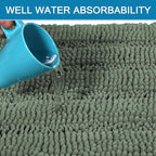 H.VERSAILTEX Bathroom Rugs Bath Rugs Non Slip Bath Mats Extra Thick Chenille Striped Rug 17" x 24" Absorbent Soft Shaggy Washable Dry Fast Bath Mats for Bathroom Floor - Green Bay