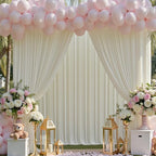 30ft x 15ft Ivory Wrinkle Free Backdrop Curtains for Parties,Silky Polyester Fabric Wedding Ceiling Drapes, 6 Panels 15ft Photo Back Drop Drapes for Baby Shower Photography Stage Background Cloth
