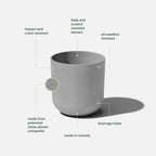 Veradek Mason Series Lima Planter - Round Planter for Indoor or Outdoor Porch/Garden | Made from Plastic-Stone Composite with Drainage Holes | Modern Décor for Succulents, Flowers, Small Plants