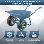 Cenipar 10" 4.10/3.50-4" Flat Free Tire and Wheel 10" Polyurethane Solid Tire with 5/8" Bearings 2.2" Offset Hub -10” Solid Tires for Wagon Wheelbarrow Garden Cart Hand Truck Generator