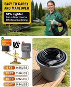 50ft Polyurethane Garden Hose, 5/8 in Lightweight Flexible Water Hose with Swivel Fittings, All-Weather, No-Kink Memory, Commercial Duty, Perfect for Home and Commercial Applications