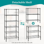 PayLessHere 6-Shelf Adjustable Standing Shelf Storage Shelf Wire Shelving Unit Metal Shelves Unit Shelving 13" W X 23D X 59 "H,Black