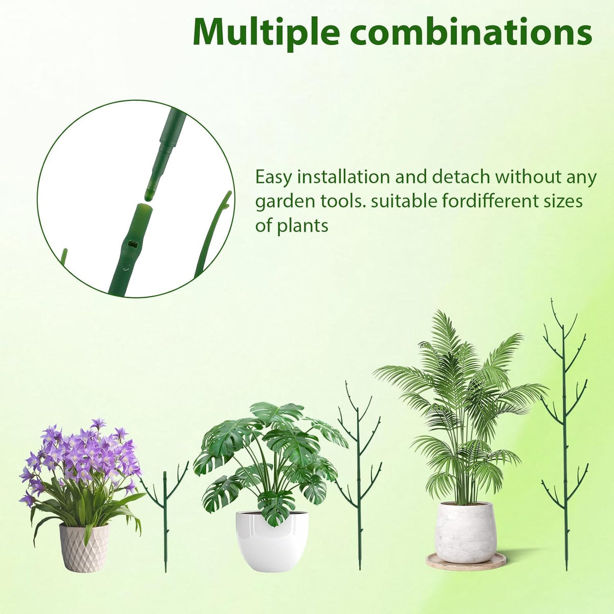 6 Pack Stackable Monstera Plant Support, Plant Stakes for Indoor and Outdoor Plants Use, Garden Stakes for Climbing and Potted Plants, Pothos, Philodendron
