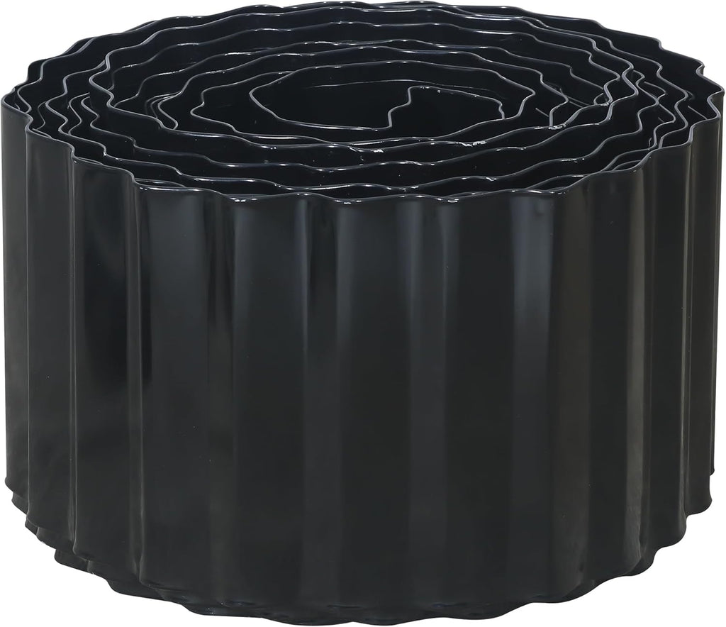 Corrugated Metal Garden Edging, 4"×20Ft Landscape Edging Border for Lawn, Flower Bed, Garden Fence, Paver Edging, Metal Garden Edging for DIY Borders and Landscaping, Black