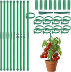 Plant Stakes 14.2Inch, BOVITRO 16Pcs Garden Stakes with Clips for Indoor Outdoor Plants, Adjustable Length Plant Support Stakes, Orchid Stick, Tomato Beans Vegetable Stakes for Garden