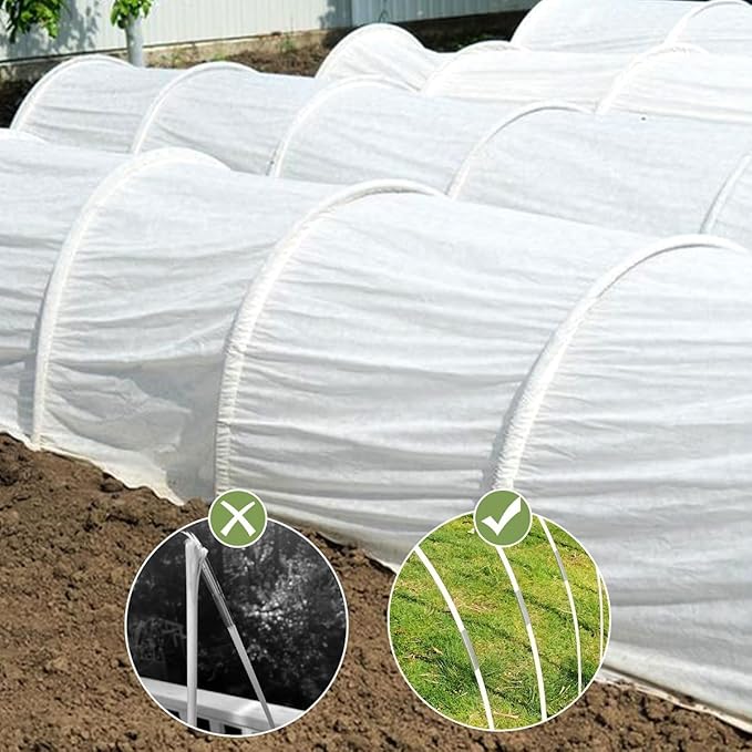Greenhouse Hoops 60pcs, Sunwuk Garden Hoops for 1-3.5ft Wide Raised Bed, 15 Sets of 5.6ft Long Super Bendable Fiberglass Support Hoops Frame, Mini Greenhouse Flat for Row Cover (S Size)