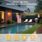 2 Pack String Light Poles - 10 Ft Patio Heavy Metal Lighting Posts, Adjustable Outdoor Stand with Fork for Backyard Deck Garden Wedding