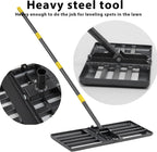 Lawn Leveling Rake, Heavy Duty Levelawn Tool for Garden Level Soil or Dirt Ground Surfaces Easily, 26” x 10” Ground Plate, Steel Handle Length is 65 inch