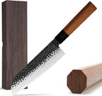 Santoku Chef Knife 7 inch Japanese 3 Layer 9CR18MOV High Carbon Steel Kitchen Knife, Professional Hand Forged Chef's Knife with Rosewood Handle
