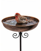 OUISJYER 10" Small Metal Bird Bath with Stake, Outdoor Birdbath for Garden