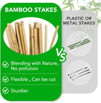 SWANGSA 40 Pack Bamboo Stakes for Plant 5 Feet(57.5inch), Bamboo Sticks Plant Support Garden Stakes Poles with 200pcs Twist Ties for Tomatoes, Beans, Potted Plants, Indoor and Outdoor Climbing Plants