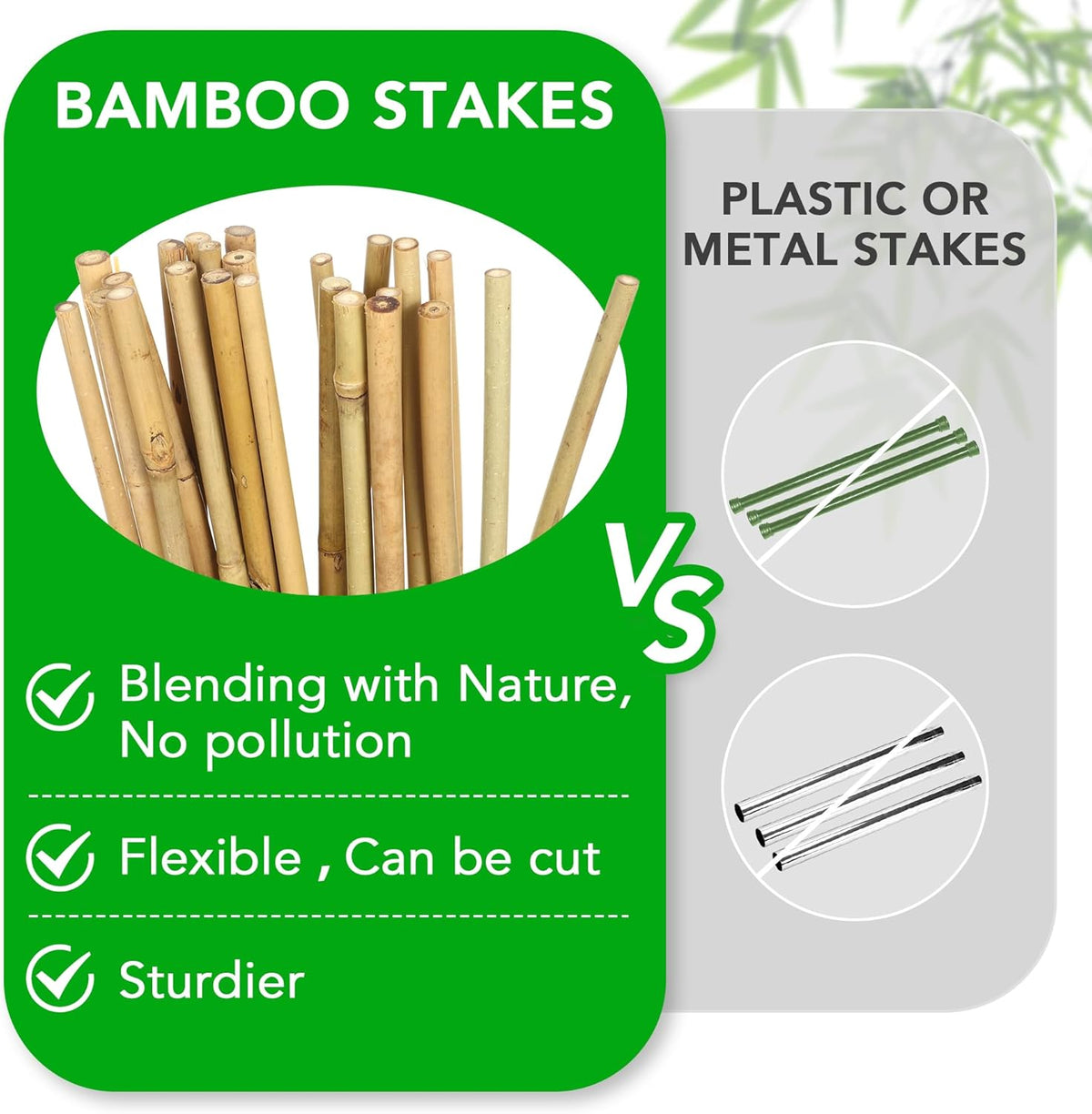 SWANGSA 40 Pack Bamboo Stakes for Plant 5 Feet(57.5inch), Bamboo Sticks Plant Support Garden Stakes Poles with 200pcs Twist Ties for Tomatoes, Beans, Potted Plants, Indoor and Outdoor Climbing Plants