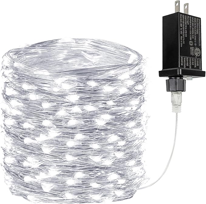 66Ft 200LED Fairy Lights Plug in, Waterproof String Lights Outdoor & Indoor 8 Modes with Timer, Christmas Light Bedroom Decor, Twinkle Light for Girl's Room Garden Christmas Decorations (Cool White)