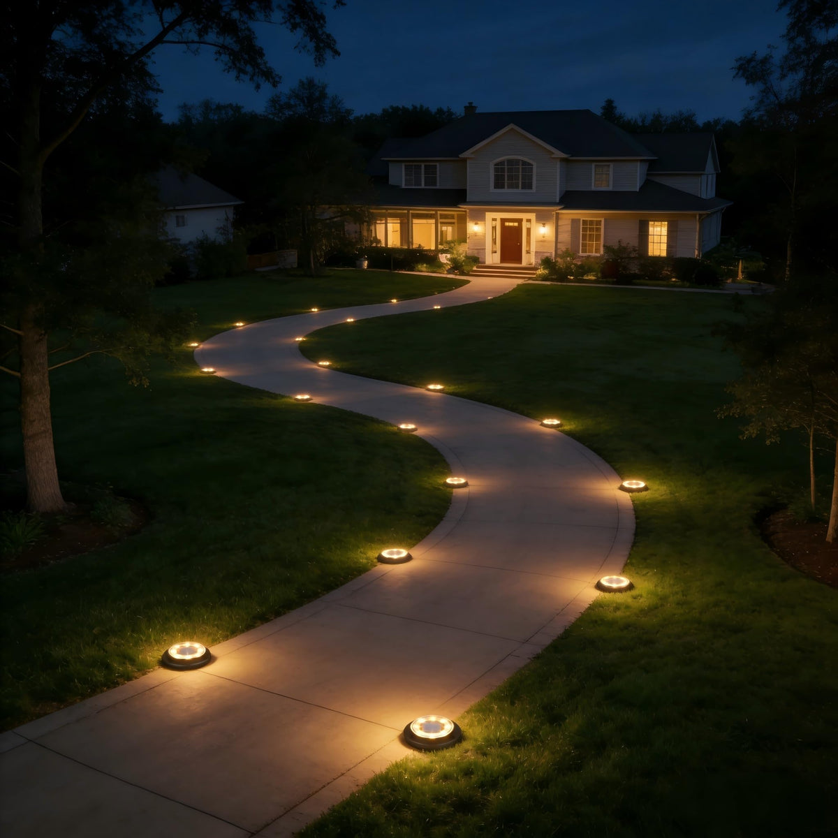 Solar Ground Lights, Warm White 12-Pack – 2-in-1 Waterproof Outdoor Disk Lights