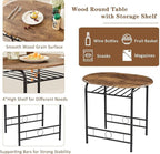 VECELO 3-Piece Dining Table Set for Kitchen Breakfast Nook, Wood Grain Oval Tabletop and Metal Frame with Built-in Wine Rack, for Small Spaces, 31.5", Antique & Black