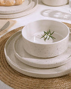 Famiware Nebula Plates and Bowls Sets, 18 Pieces Dinnerware Sets, Dishes Set for 6, Creamy White with Colorful Speckles
