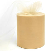 6" x 200 Yards Beige Tulle Fabric Rolls, Beige Spool Tulle Ribbon for DIY Tutu Skirt Wedding Decoration Baby Shower Birthday Party Backdrop Gift Wrapping Bow Craft Supplies